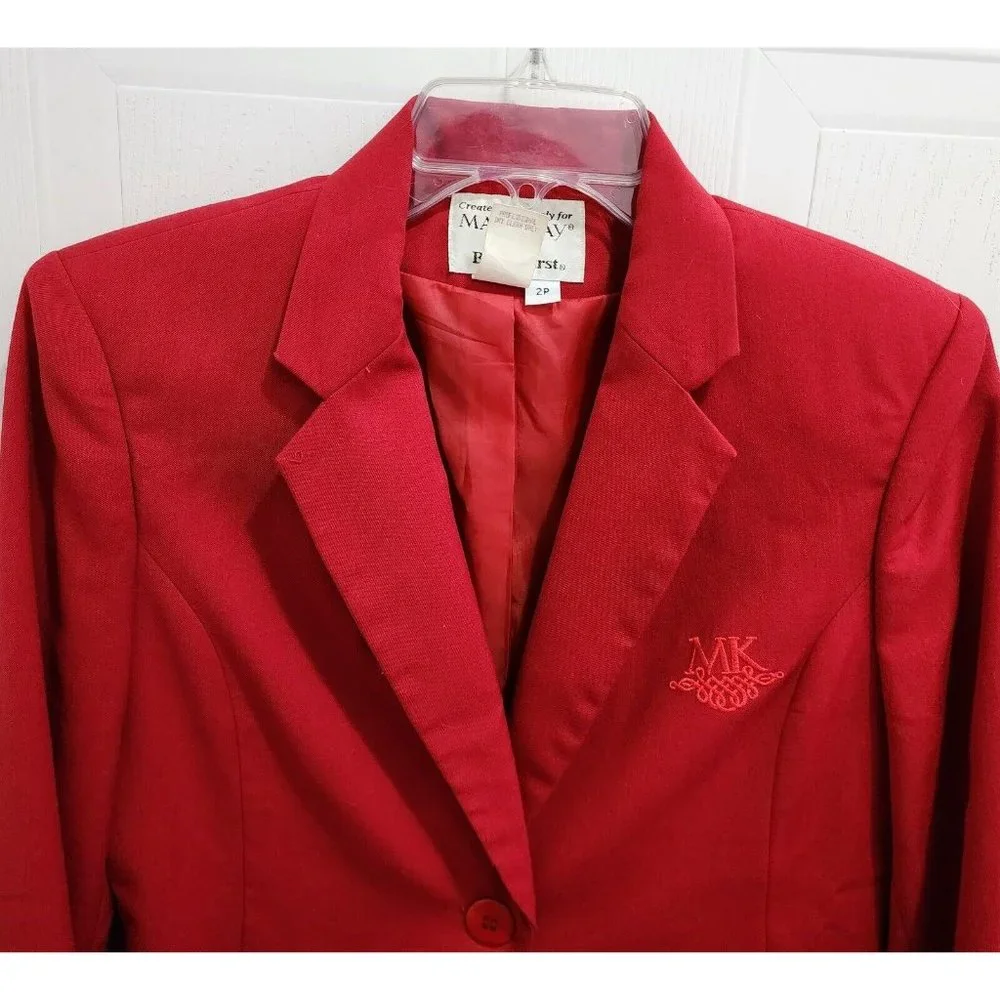 Lot of‎ 2 Mary Kay Women's Button Up Blazer Jackets Red Embroidered Size 2/2P